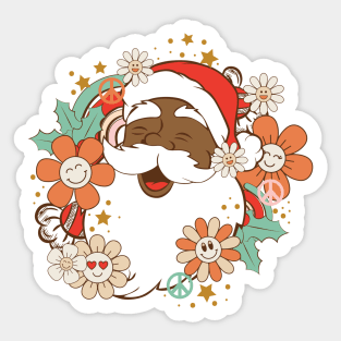 African American Retro Santa Claus Christmas Sticker